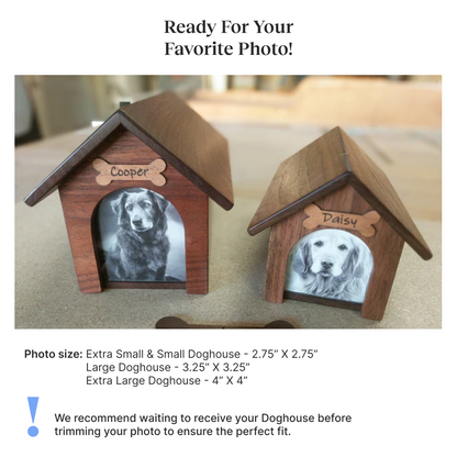 Handcrafted Custom Walnut Photo Doghouse Urn (4 Sizes Available)
