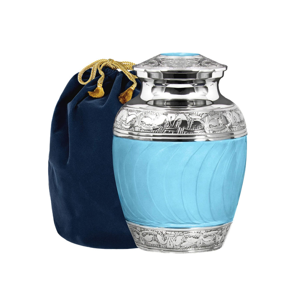 Hugs and Kisses Brass Cremation Urn (Blue or Pink)