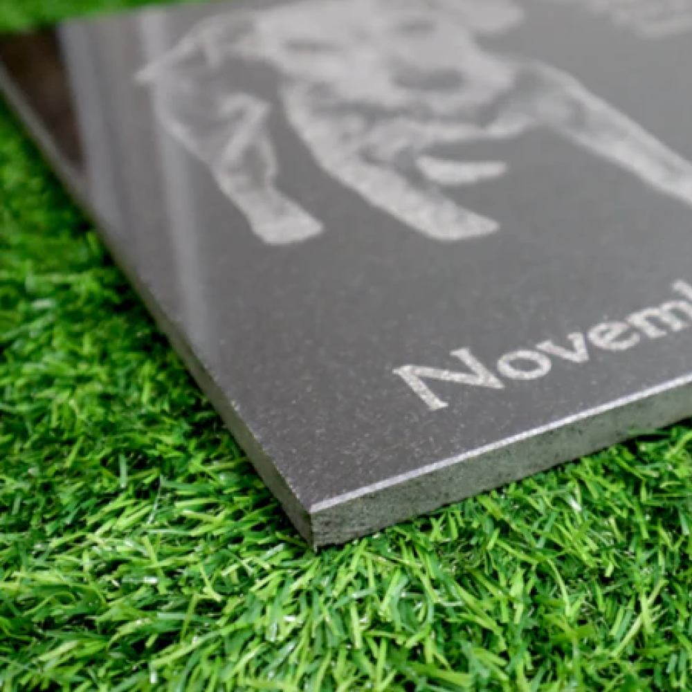 Custom Black Granite Pet Memorial Photo Grave Marker (4 Sizes Available)