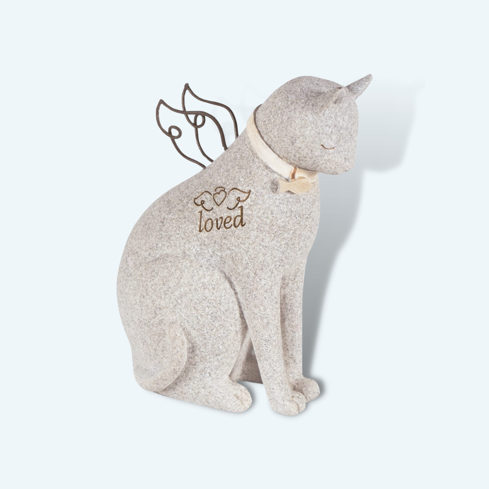 Cat Figurine Outdoor Garden Decor with Angel Wings (2 Colors Available)