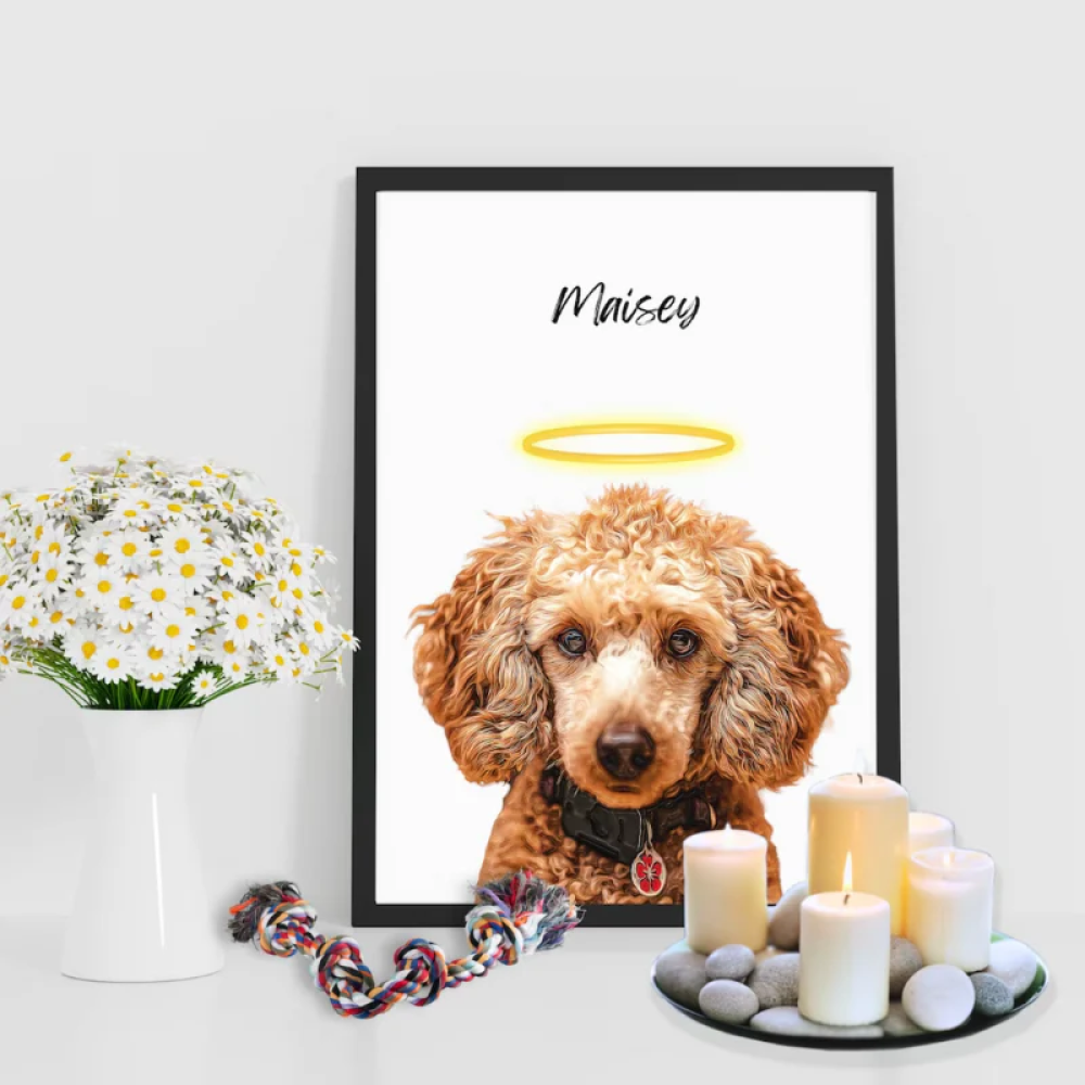 Artistic Custom Image & Name Memorial Painting Portrait | Includes Frame