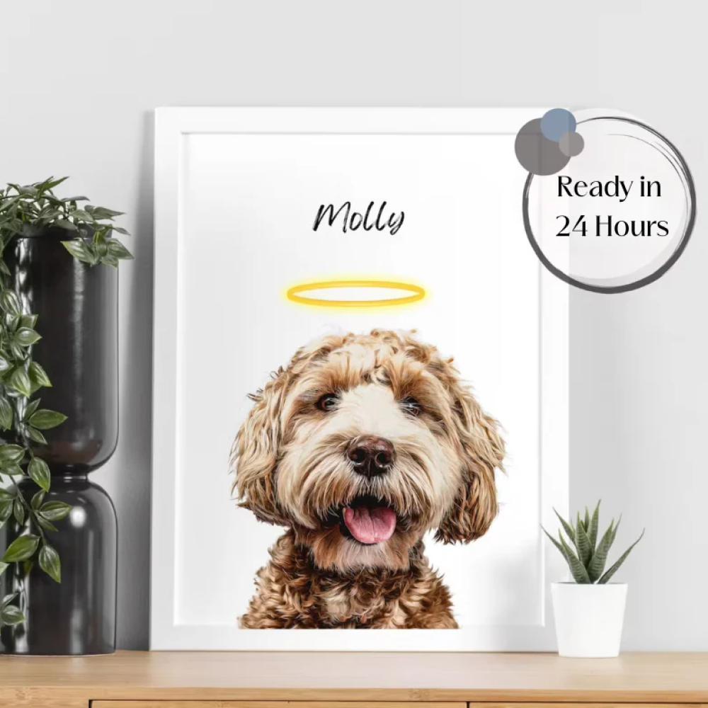 Artistic Custom Image & Name Memorial Painting Portrait | Includes Frame