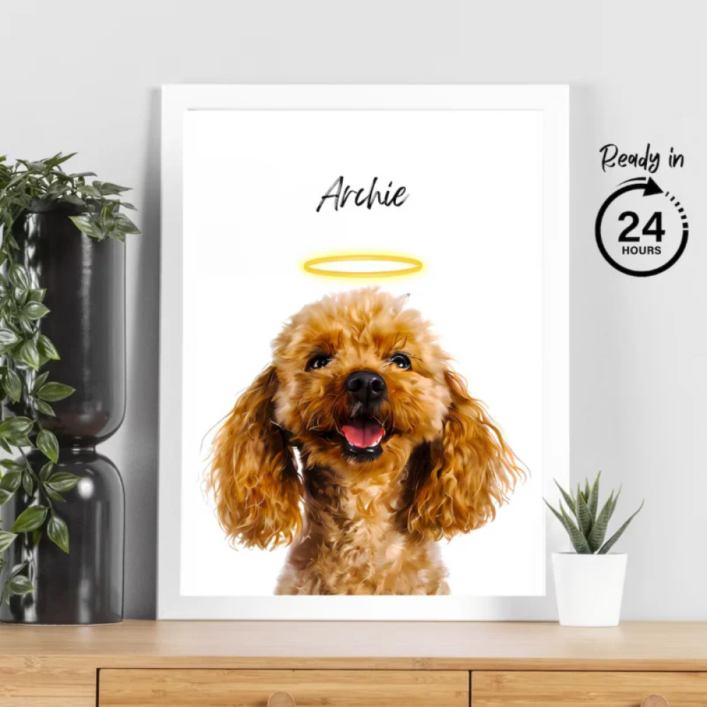 Artistic Custom Image & Name Memorial Painting Portrait | Includes Frame