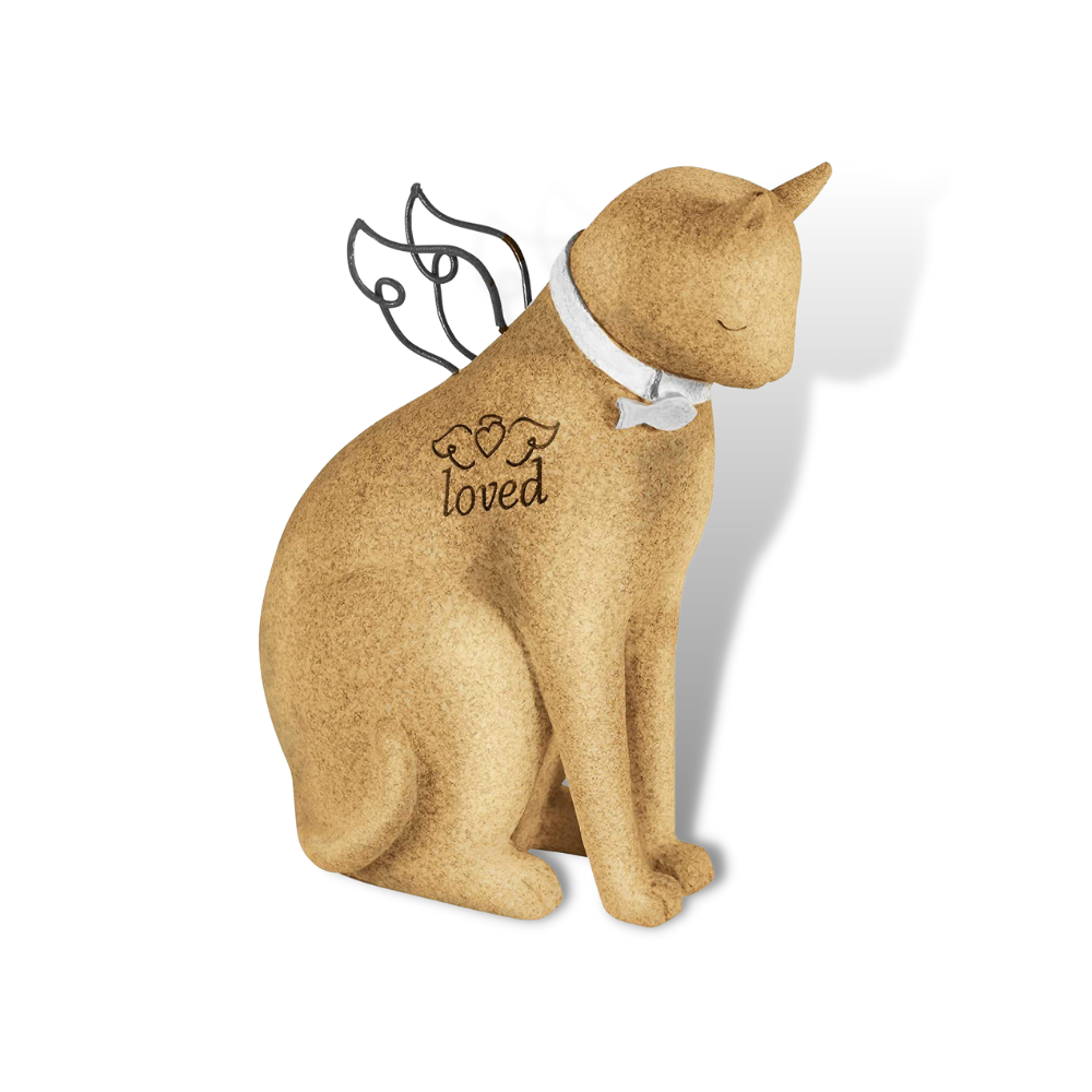 Cat Figurine Outdoor Garden Decor with Angel Wings (2 Colors Available)