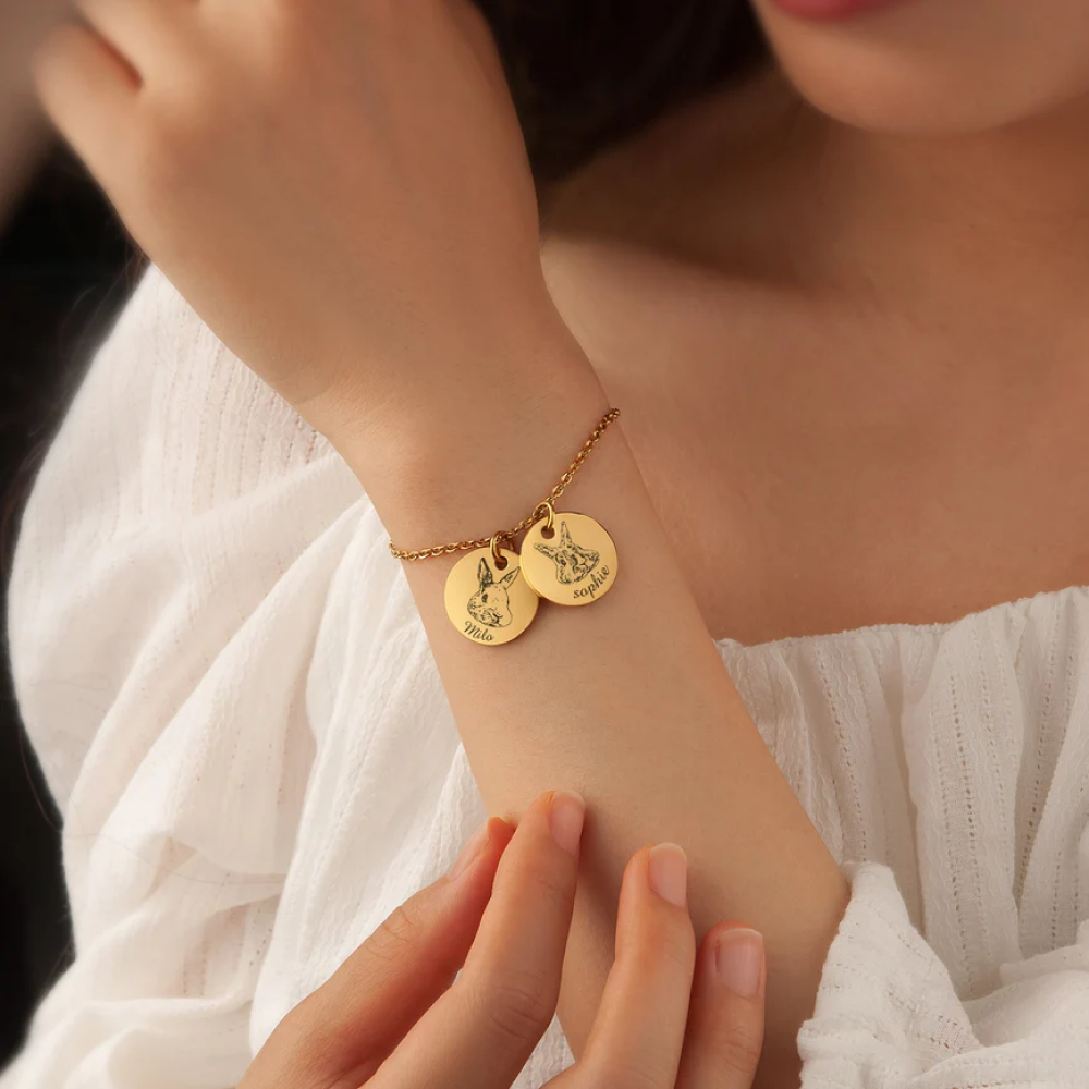 Custom Cute Engraved Pet Bracelet | Includes Your Pet's Image & Name