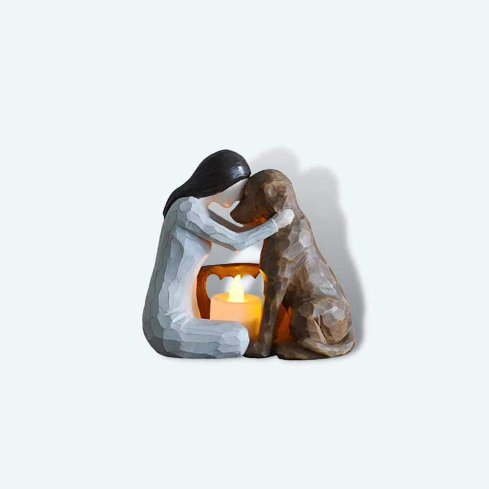 Dog's Angel Candle Holder Statue