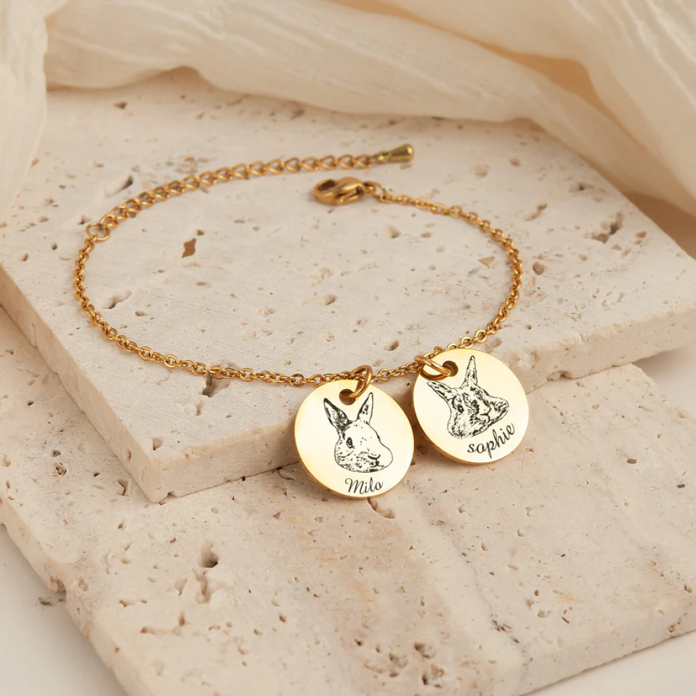 Custom Cute Engraved Pet Bracelet | Includes Your Pet's Image & Name