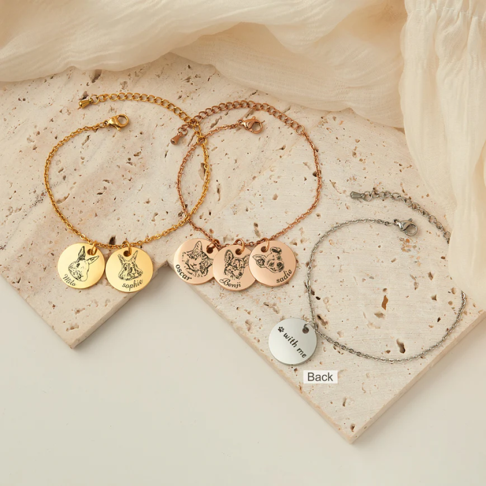 Custom Cute Engraved Pet Bracelet | Includes Your Pet's Image & Name