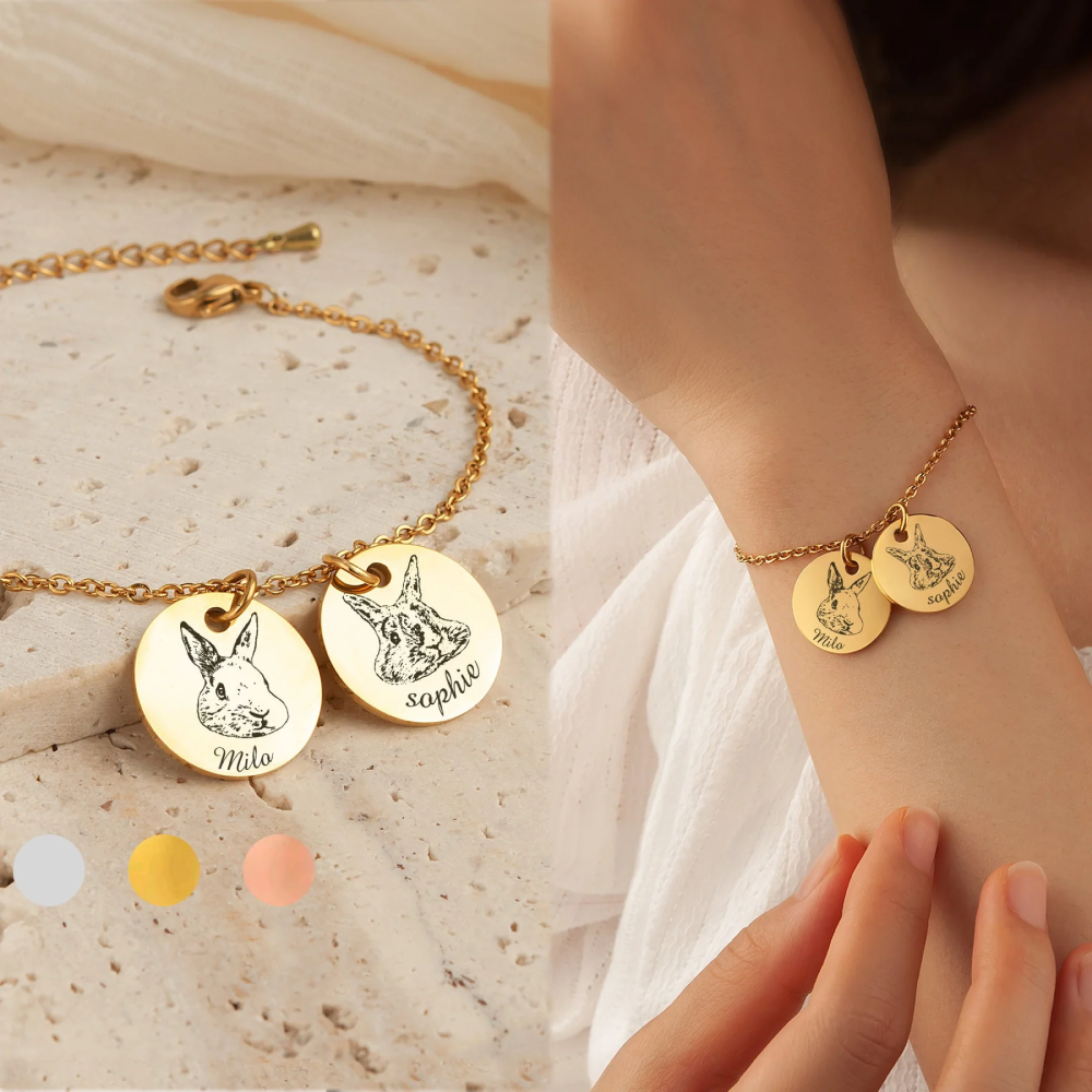 Custom Cute Engraved Pet Bracelet | Includes Your Pet's Image & Name