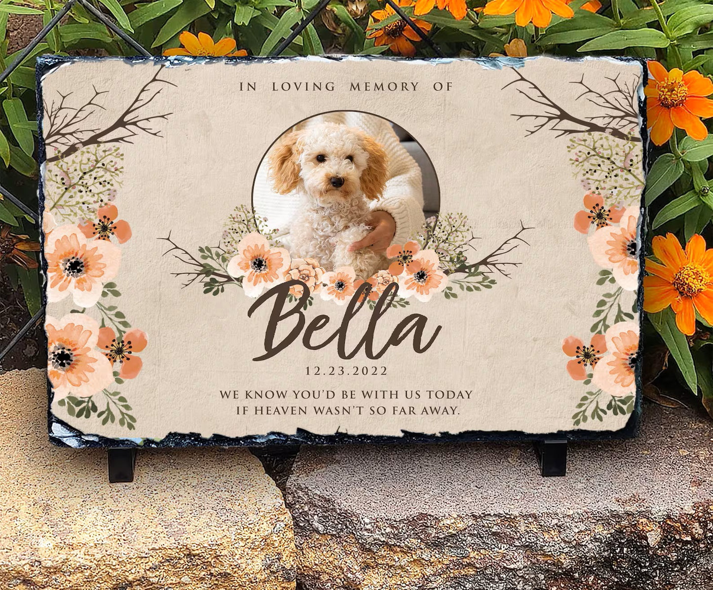Colorful Custom Engraved & Image Pet Memorial Stone (Rectangle Shape)