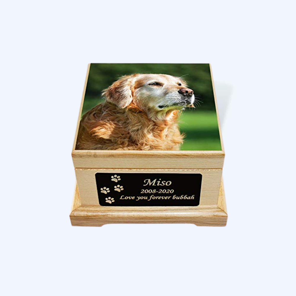 Custom Image and Plate Wooden Pet Urn Pet Memory Shop