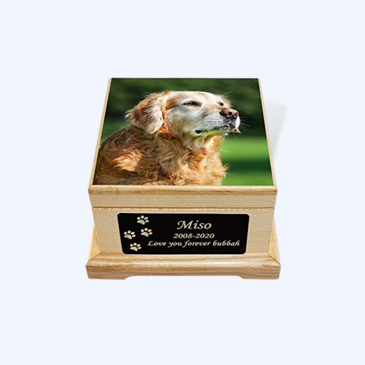 Custom Image and Plate Wooden Pet Urn