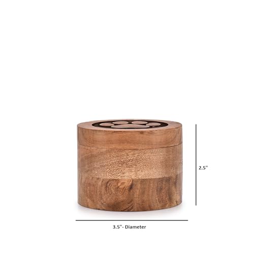Acacia Wood Paw Print Decorative Pet Urn