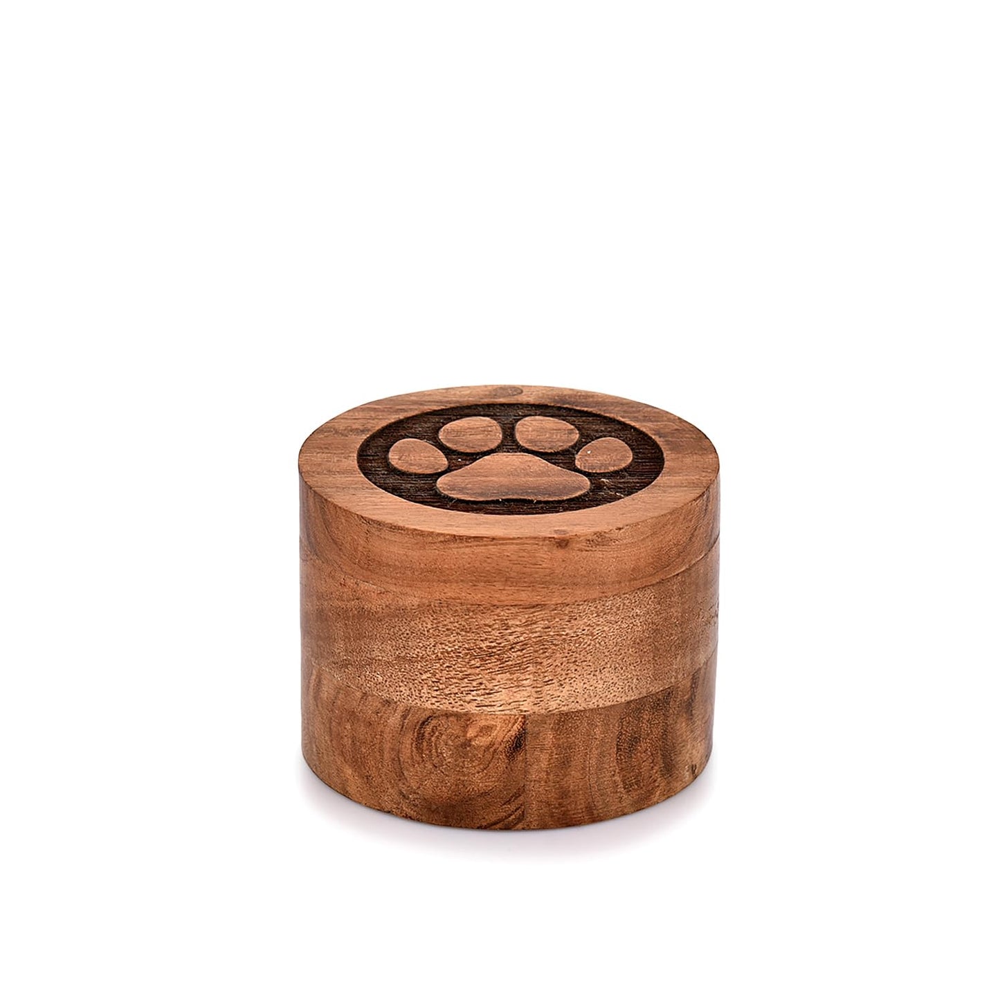 Acacia Wood Paw Print Decorative Pet Urn