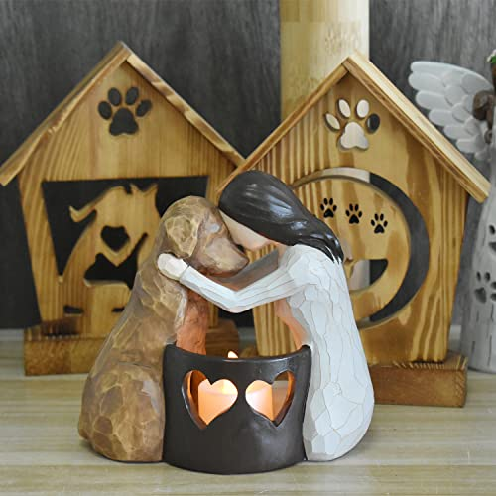 Dog's Angel Candle Holder Statue