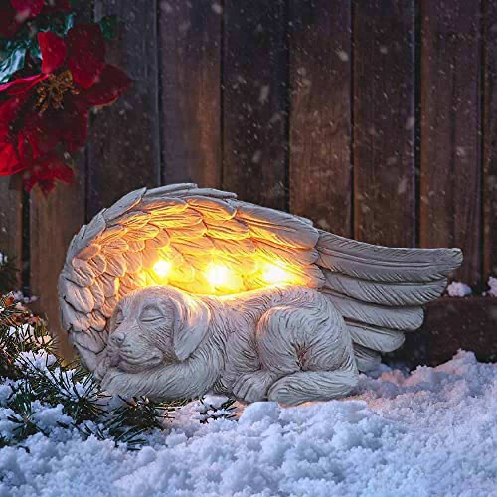 Forever My Guardian Dog Angel Garden Solar Light - Pet Memorial Stone