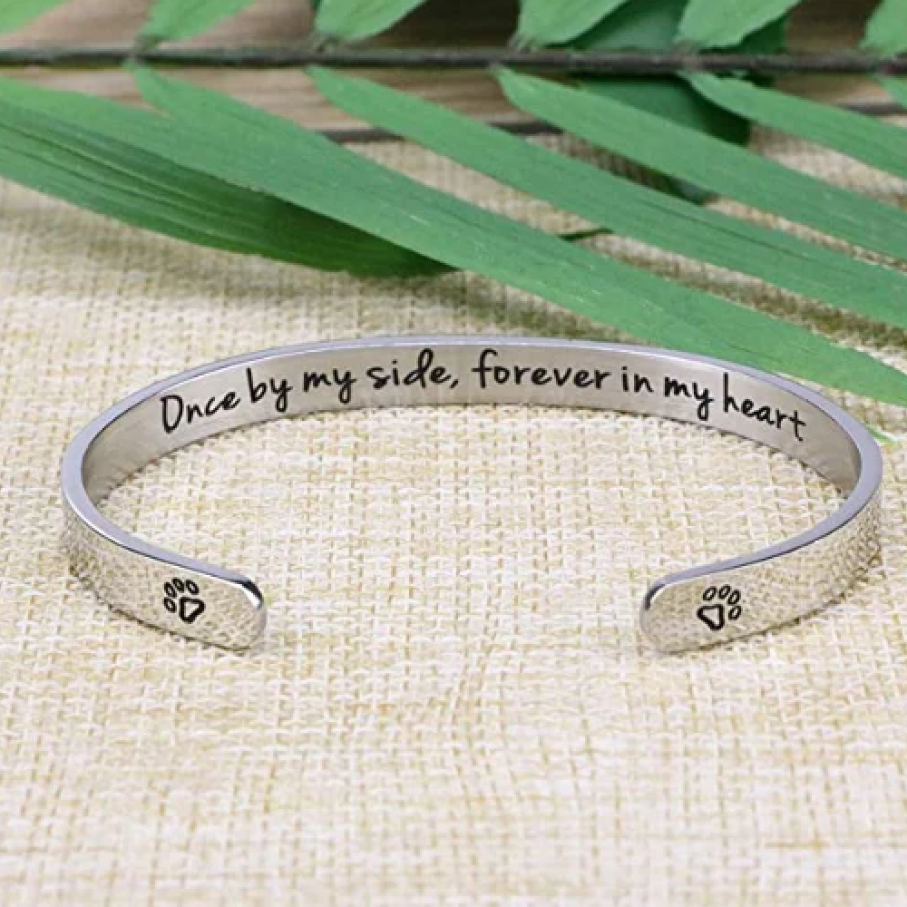 "Once By My Side, Forever In My Heart" Memorial Cuff Bangle Bracelet