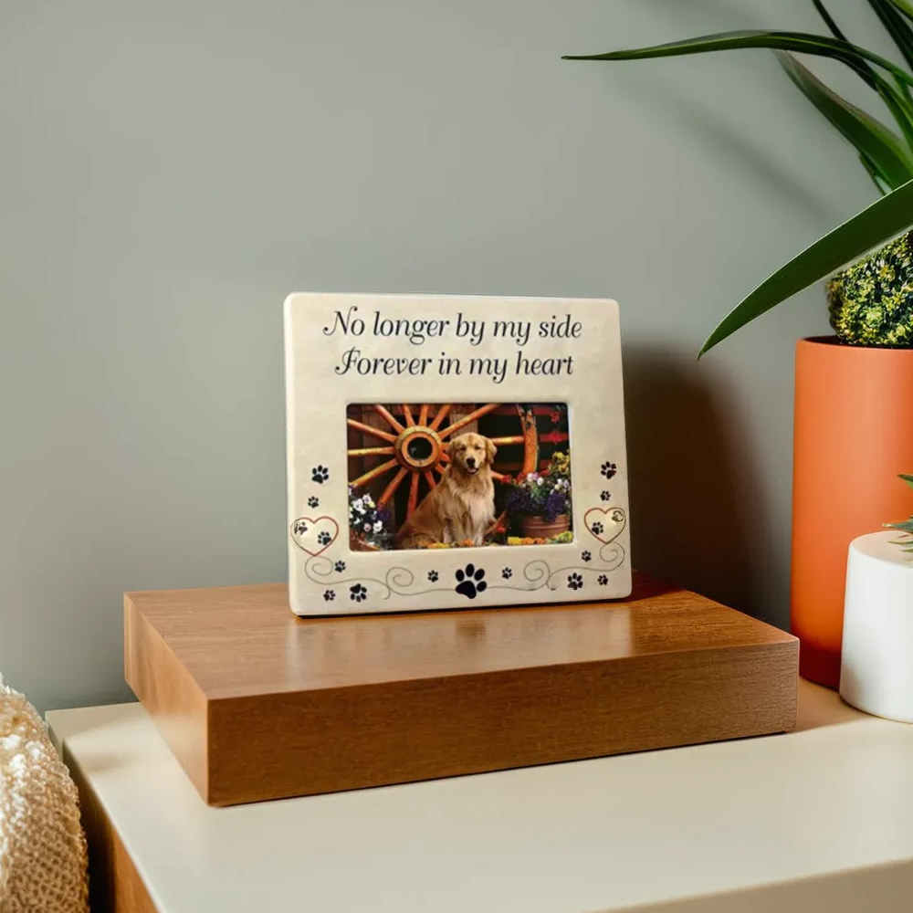 "No Longer by My Side Forever in My Heart" Memorial Ceramic Picture Frame