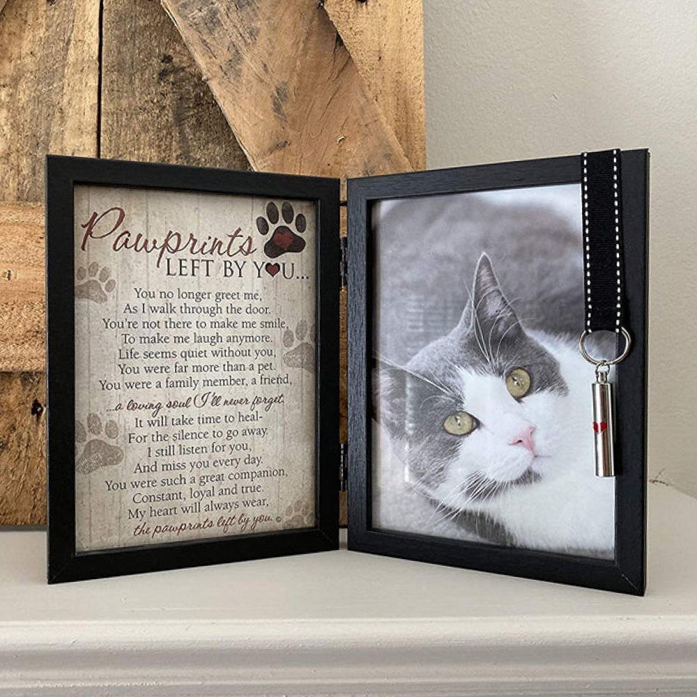 "Pawprints Left By You" 5" x 7" Memorial Plaque & Photo Frame