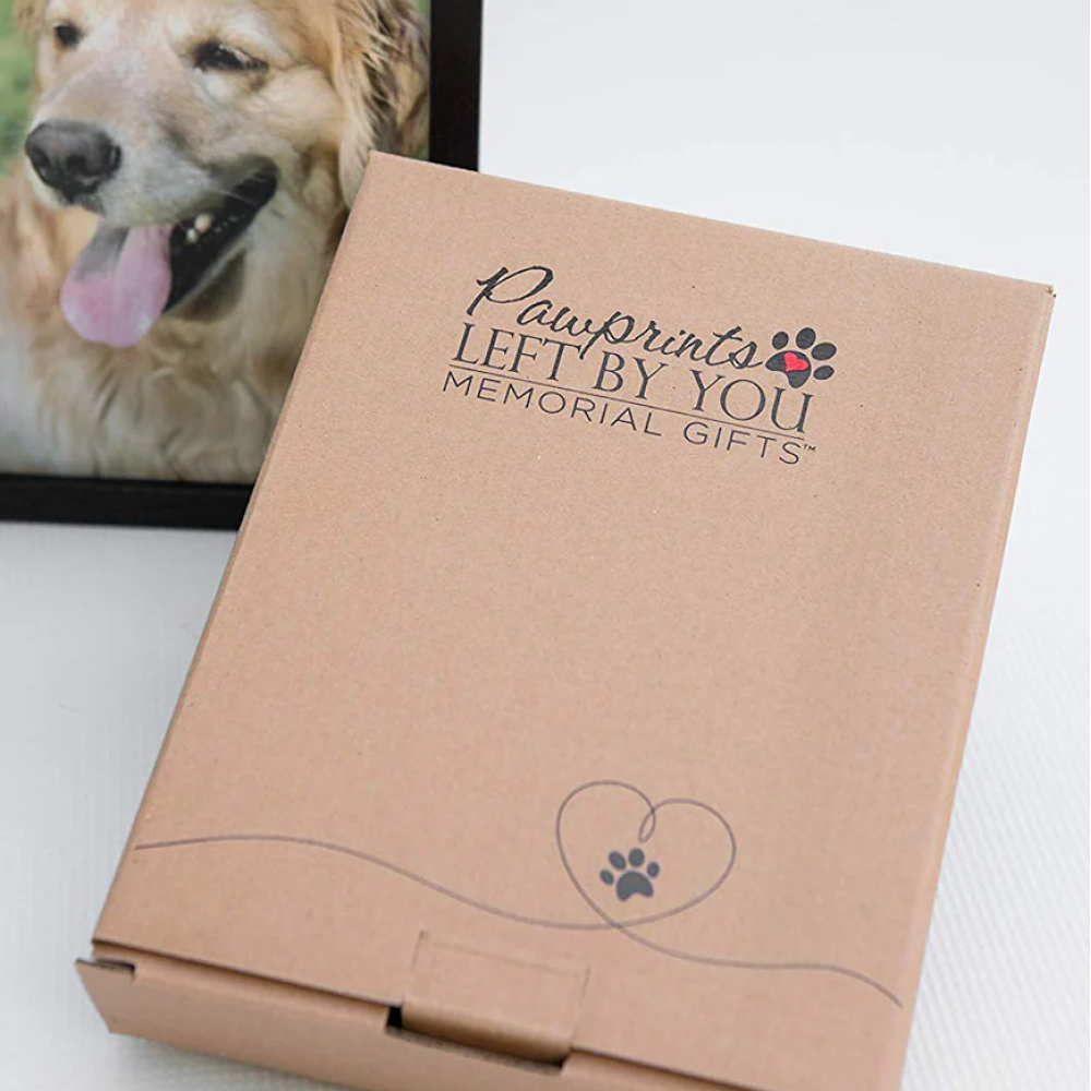 "Pawprints Left By You" Pet Memorial Frame with Pet Tag or Ash Vial