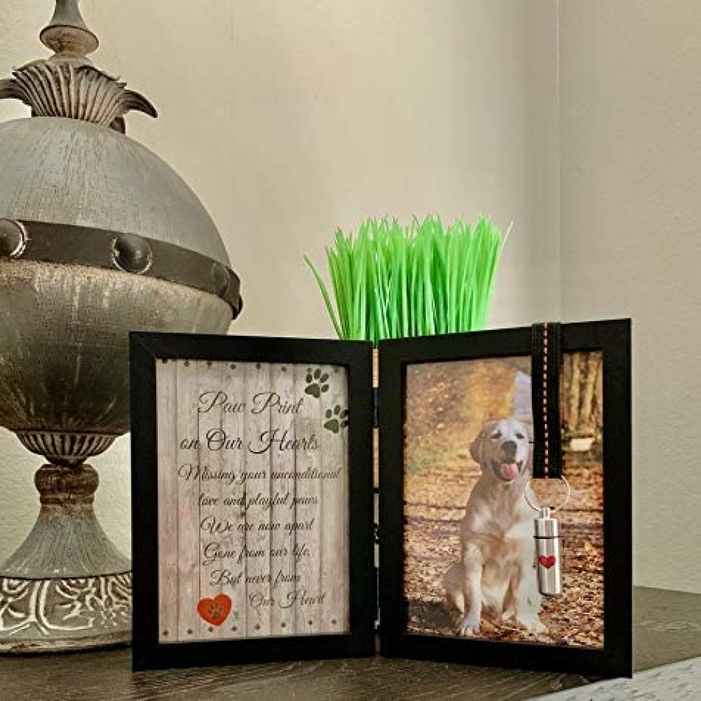Pawprints Remembered Pet Memorial 5"x7" Picture Frame with Hanging Pendant