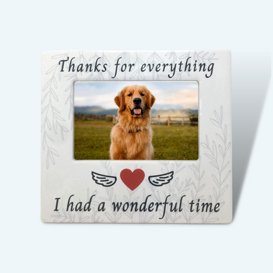 "Thanks for Everything I had a Wonderful Time" Ceramic Photo Plaque Pet Memorial Picture Frame