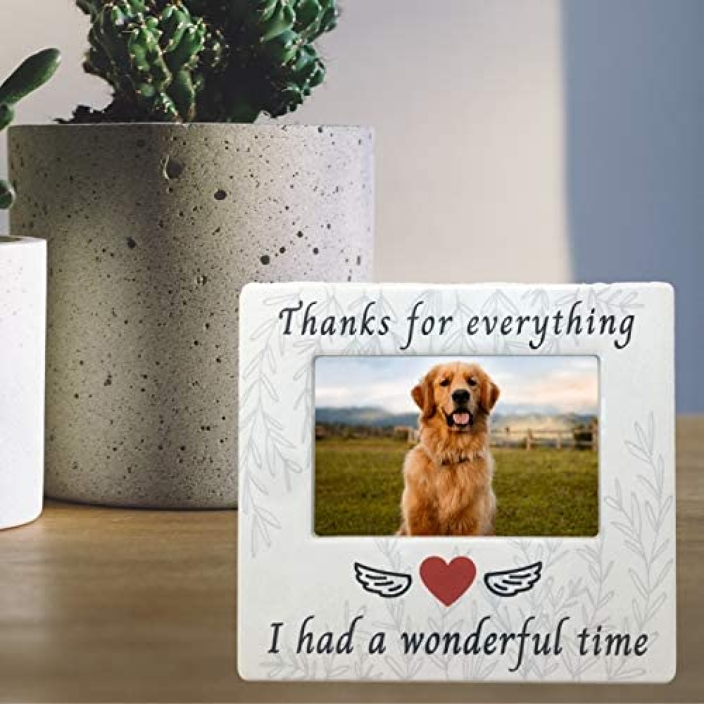 "Thanks for Everything I had a Wonderful Time" Ceramic Photo Plaque Pet Memorial Picture Frame
