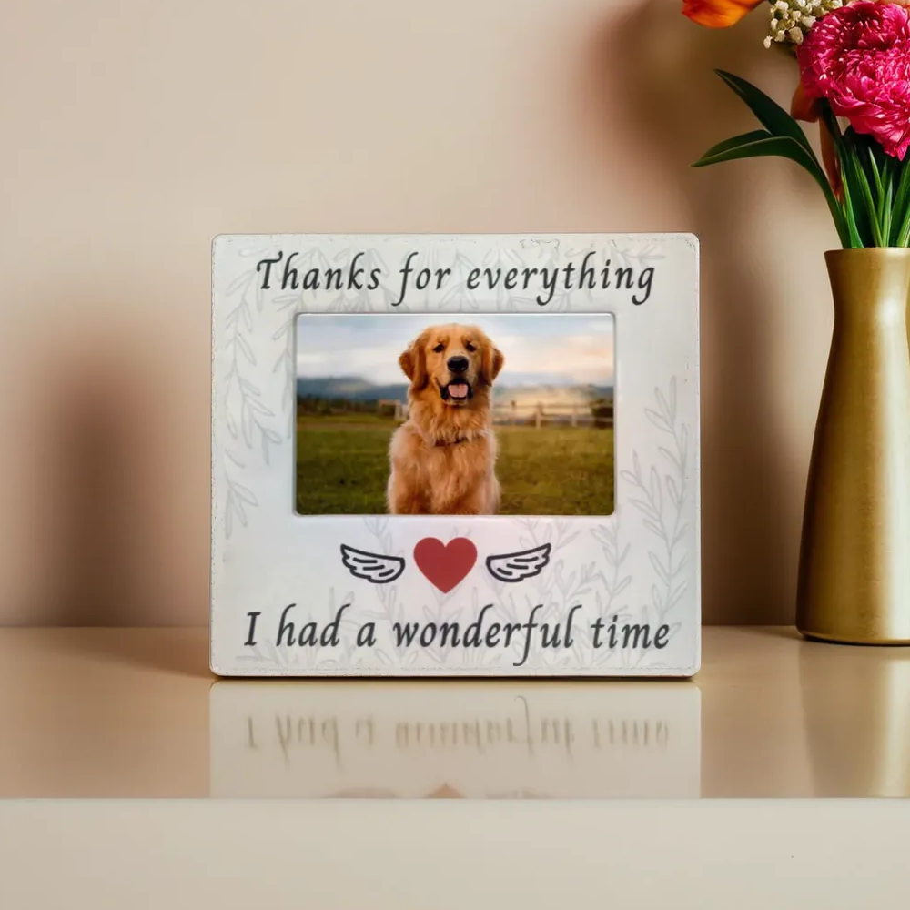 "Thanks for Everything I had a Wonderful Time" Ceramic Photo Plaque Pet Memorial Picture Frame