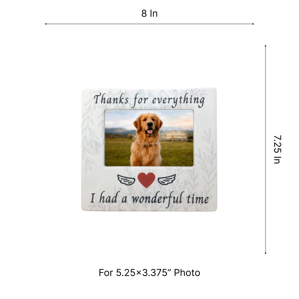 "Thanks for Everything I had a Wonderful Time" Ceramic Photo Plaque Pet Memorial Picture Frame