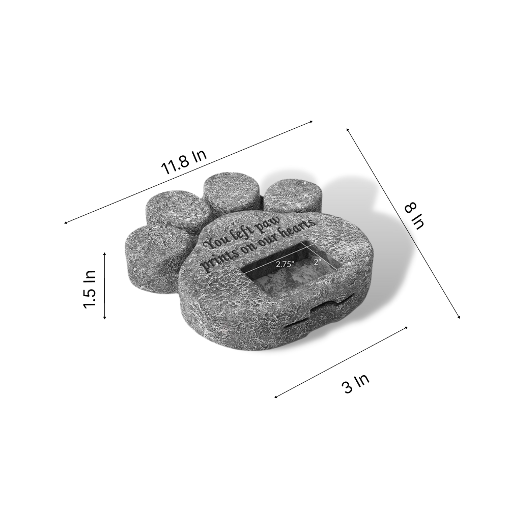'You Left Paw Prints On Our Hearts' Memorial Pawprint-Shaped Photo Frame