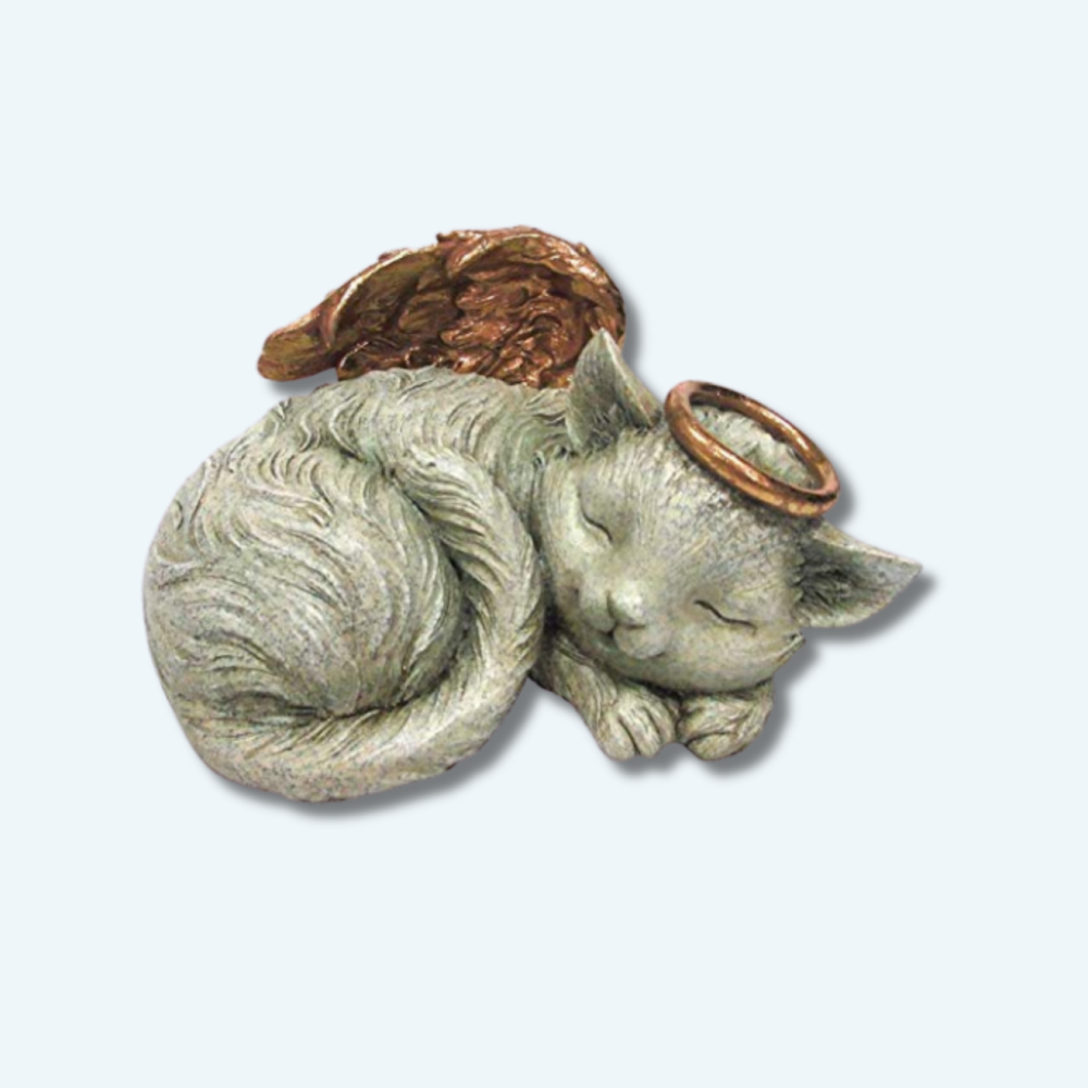 Angel Cat with Halo Sleeping Cremation Urn - 30 Cubic Inches