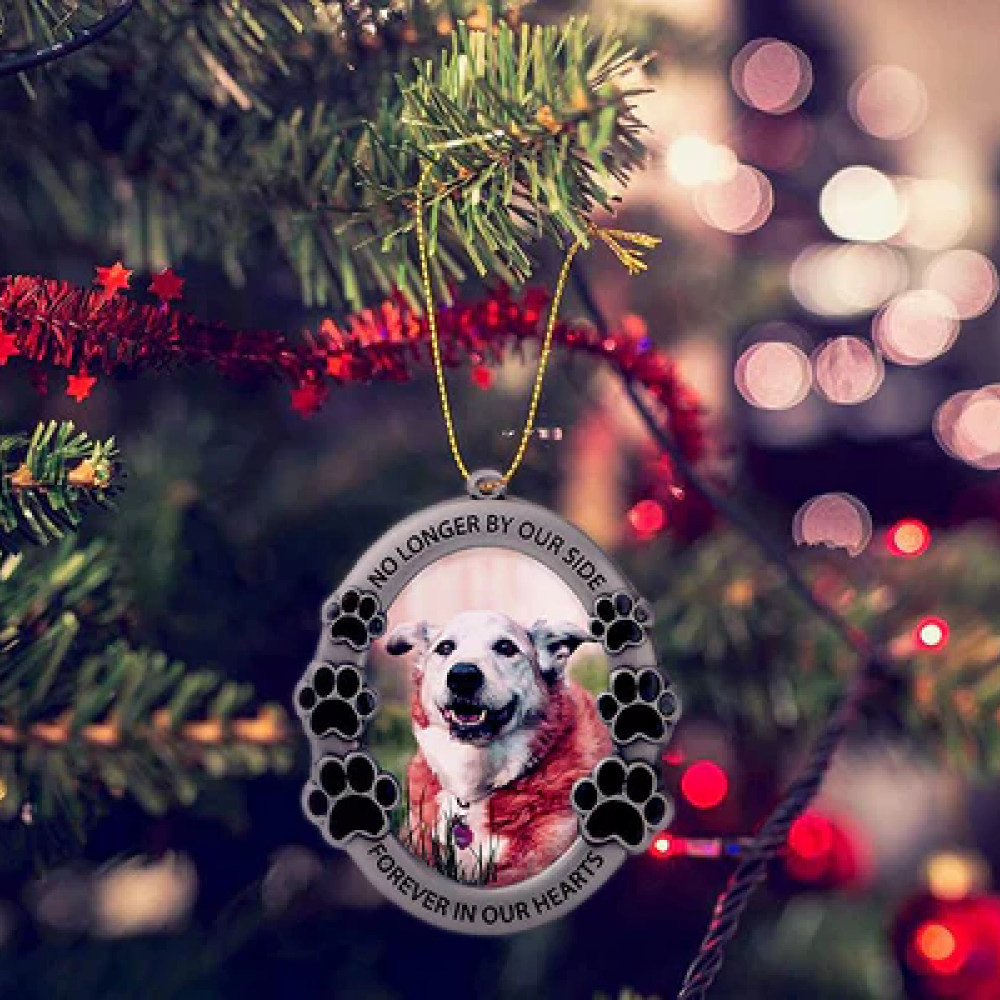 "No Longer By Our Side" Pet Memorial Christmas Ornament