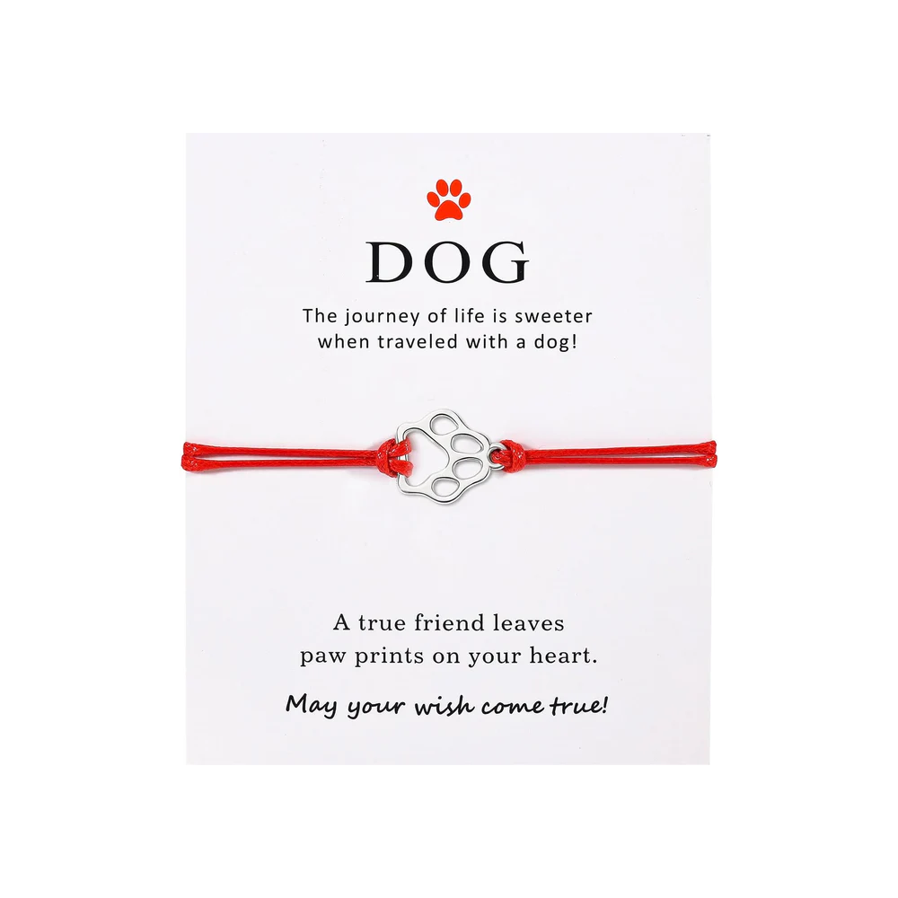 Paw Print Threaded Pet Memorial Bracelet - Many Colors Available
