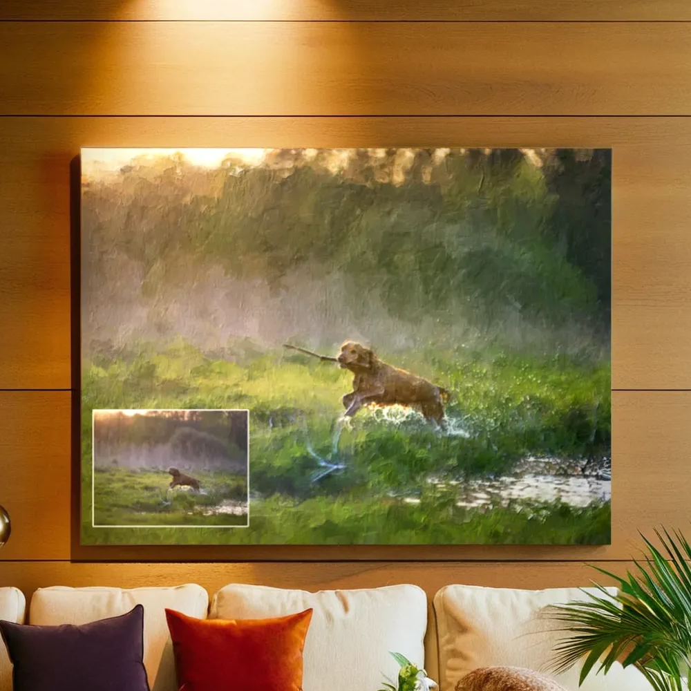 Custom Hand-Painted Canvas Pet Memorial Painting