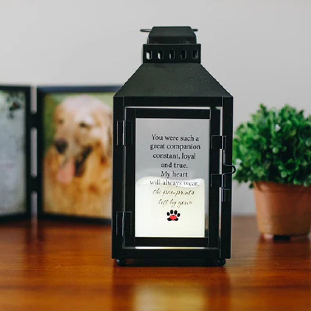 Black Metal Pawprint Pet Memorial Lantern