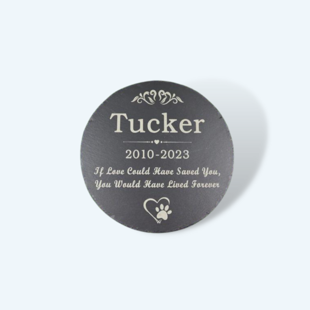 Custom Round Black Slate Memorial Grave Marker