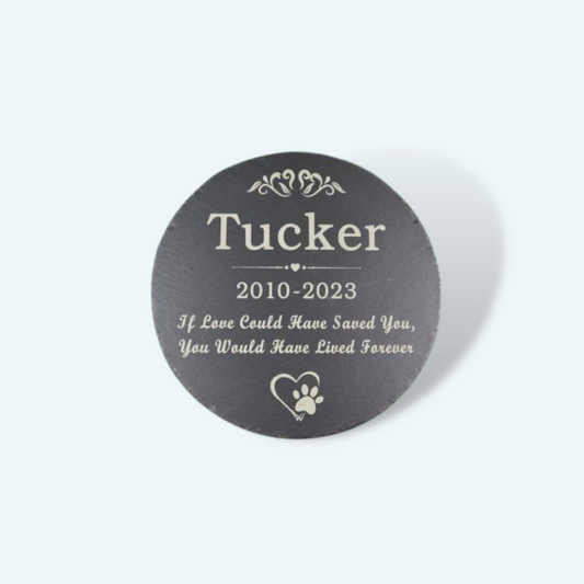 Custom Round Black Slate Memorial Grave Marker
