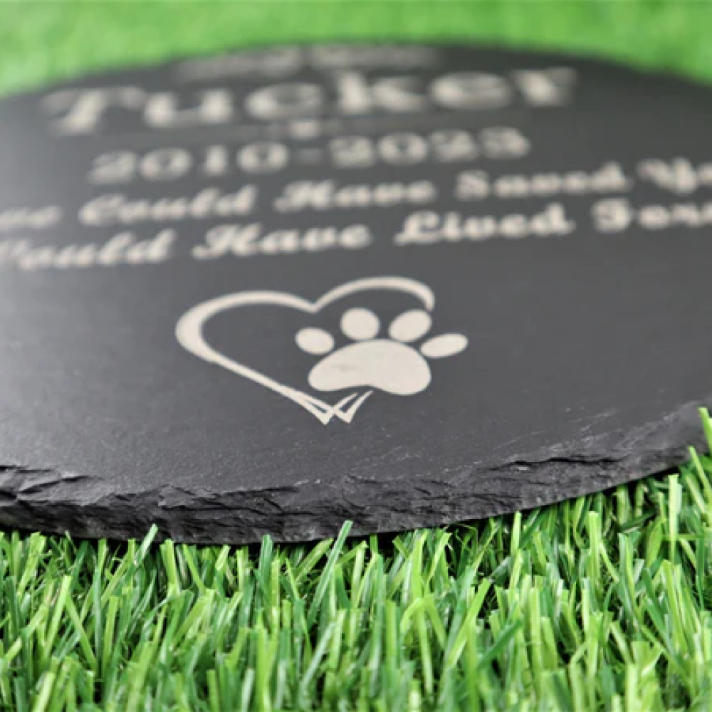 Custom Round Black Slate Memorial Grave Marker