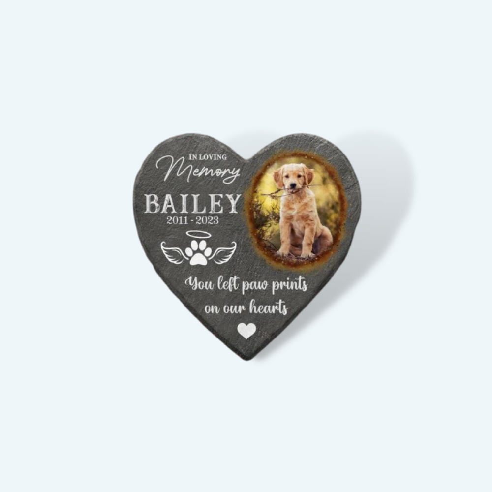 In Loving Memory Heart-Shaped Custom Image & Text Burial Marker