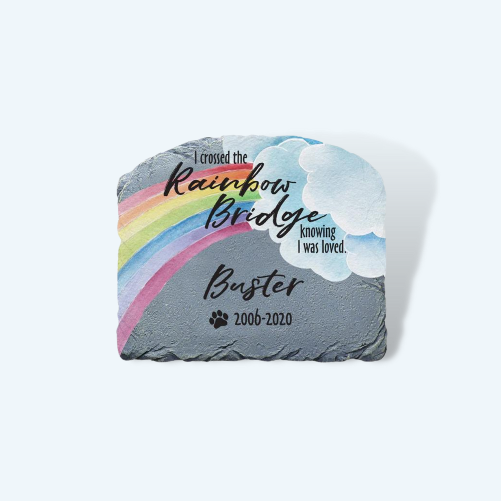 "Over The Rainbow Bridge" Custom Engraved Pet Memorial Garden Stone