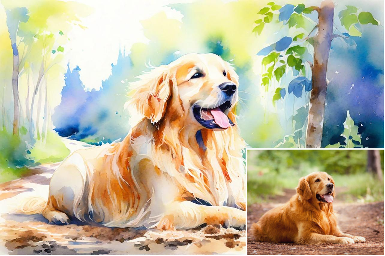 Custom Vibrant Watercolor Pet Painting