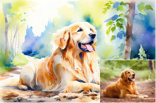 Custom Vibrant Watercolor Pet Painting