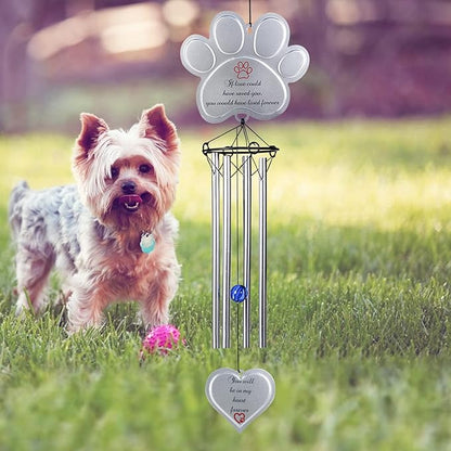 "If Love Could Have Saved You" Pet Memorial Wind Chime Gifts | Paw Print Shape w/ Heart