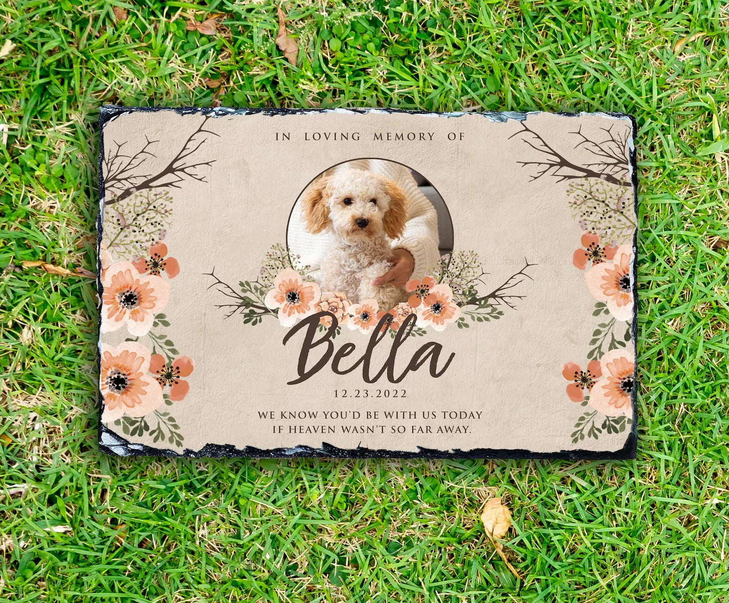 Colorful Custom Engraved & Image Pet Memorial Stone (Rectangle Shape)