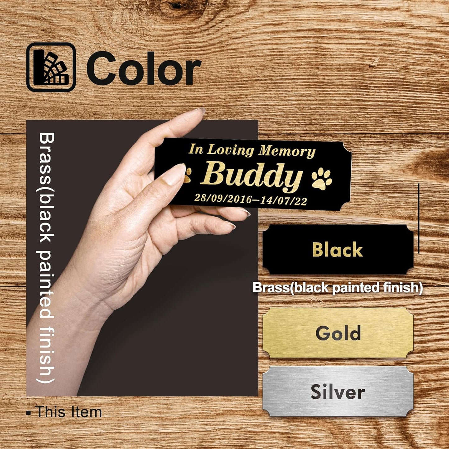 Solid Brushed Brass Customized Nameplate Tags