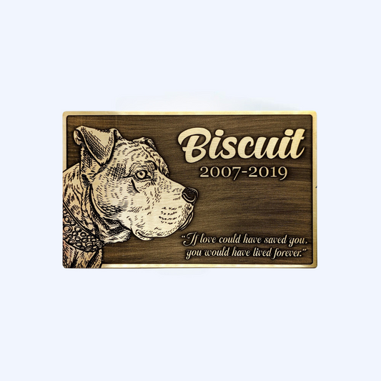 Custom Brass Pet Memorial Plaque | Personalized Name and Artwork