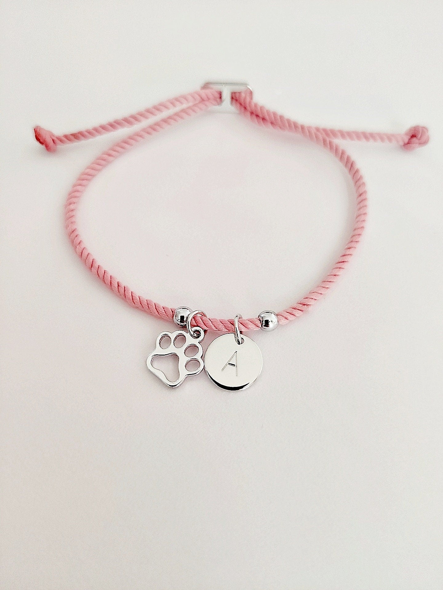 Personalised Paw Print Charm + Initial Bracelet