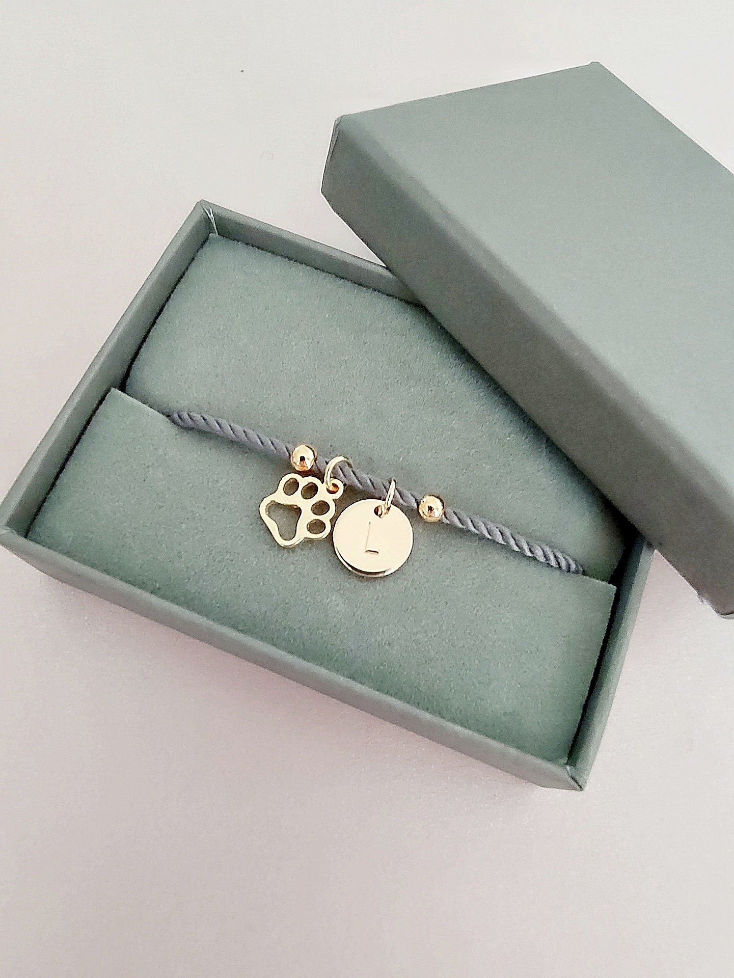 Personalised Paw Print Charm + Initial Bracelet