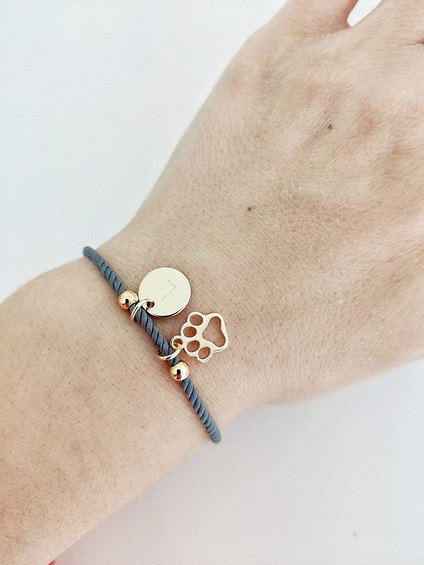 Personalised Paw Print Charm + Initial Bracelet