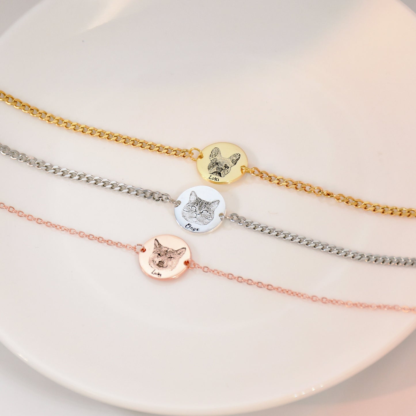Custom Pet Portrait Image & Name Bracelet